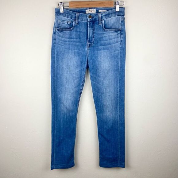 JEN7 by 7 For All Mankind Slim Straight High-Waisted Jeans - Medium Wash - Picture 2 of 8